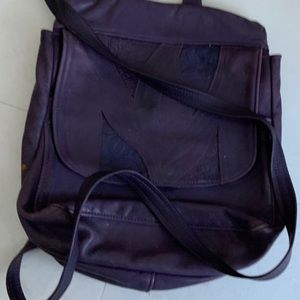 Purple leather multi use local artist bag